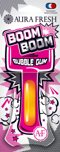 Освежитель подвесной картон с жидким центром  Aura Fresh  "Boom Boom Bubble Gum"  /кор.30шт/