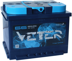 Аккумулятор 6ст 66 VL п.п. Veter (242ммx175ммx190мм)   под заказ