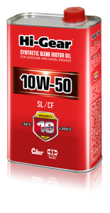 Масло моторное 10W-50 п/с Hi-Gear SYNTHETIC BLEND MOTOR OIL 1л. (SL/CF) /кор.12шт/