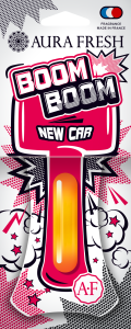 Освежитель подвесной картон с жидким центром  Aura Fresh  "Boom Boom New Car"  /кор.30шт/