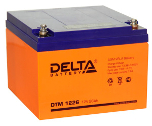 Аккумулятор 6СТ DELTA AGM 12V26 Ач  DTM 1226  под болт M5
