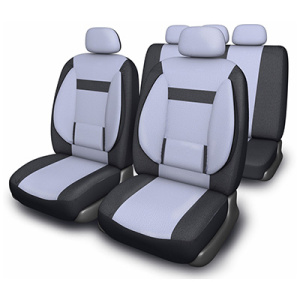 Чехлы сидений SKYWAY Protect Plus-1 11 предметов велюр/сетка черно/серый