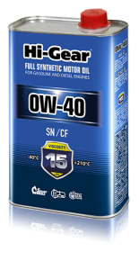 Масло моторное 0W-40 синт. Hi-Gear  FULL SYNTHETIC MOTOR OIL 1л. (SN/CF) /кор.12шт/