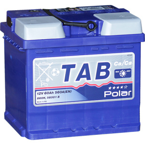 Аккумулятор 6ст 60 о.п. TAB POLAR BLUE укороч./ 56001 B