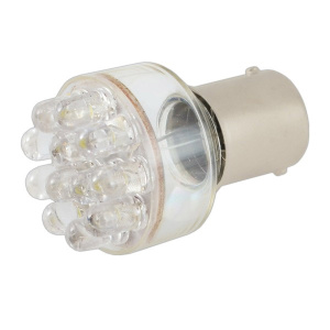 Лампа диод S25 (P21W) 12V 12 LED диодов BA15s 1-конт Белая SKYWAY Противотуманные, стопы, задний ход/уп.20шт/