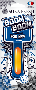 Освежитель подвесной картон с жидким центром  Aura Fresh  "Boom Boom For Man"  /кор.30шт/