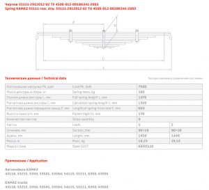 Рессора КАМАЗ /задняя  9 листов./ L=1476мм ан. 55111-2912012-02/1, замена 901809KZ-2912012-02 
