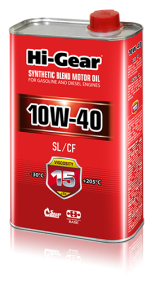 Масло моторное 10W-40 п/с Hi-Gear SYNTHETIC BLEND MOTOR OIL 1л. (SL/CF) /кор.12шт/