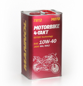 Масло моторное 4T син. 10w40 Mannol Motorbike  4л (API SL; JASO MA/MA2) мет. /кор.4шт/вывод