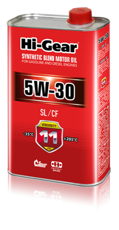 Масло моторное 5W-30 п/с Hi-GearSYNTHETIC BLEND MOTOR OIL 1л. (SL/CF) /кор.12шт/