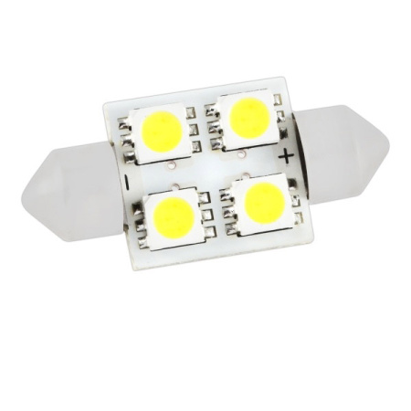 Лампа T11(C5W)-12V-0,3W 1-конт 4диода SKYWAY Салонное освещение,подсветка номера,подсветка дв/20шт/н