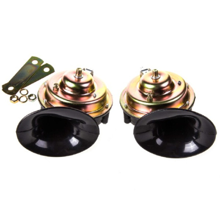 Сигнал звуковой УЛИТКА SKYWAY 004 FOR VOLGA d=105мм 12V 110dB сталь/пластик Черный 2 шт/замена s0760