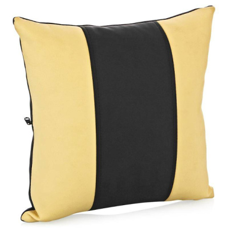 Подушка декоративная из экокожи, без логотипа черно-светлая/на вывод