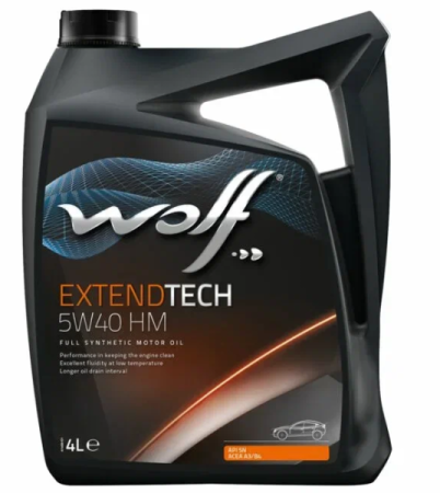Масло моторное 5w40 син. WOLF EXTENDTECH HM   4л (SN/CF/A3/B4) /кор.4шт/
