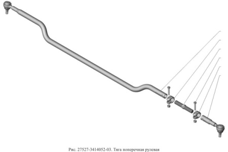 Тяга рулевая ГАЗель,Соболь поперечная  п/привод. н/о