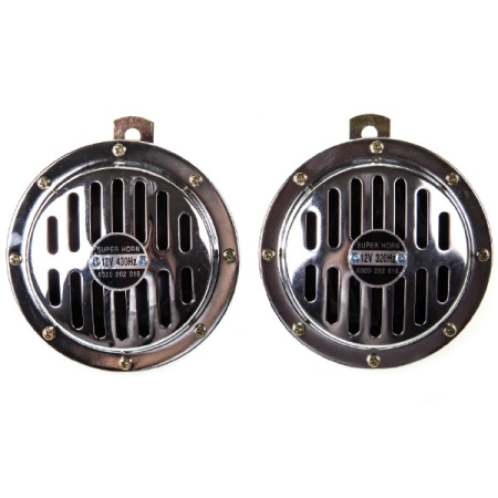Сигнал звуковой дисковый SKYWAY 001 SUPER HORN d=125 мм 12V 105dB металл 2 шт/замена s07601058