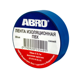 Изолента синяя ABRO 19 мм х 9,1м /кор.500шт/
