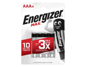 Батарейка Energizer MAX E92/AAA BP 4шт. мизинчиковая