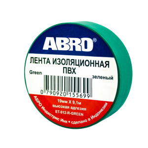 Изолента зелёная ABRO 19мм х 9,1м /кор.500шт/